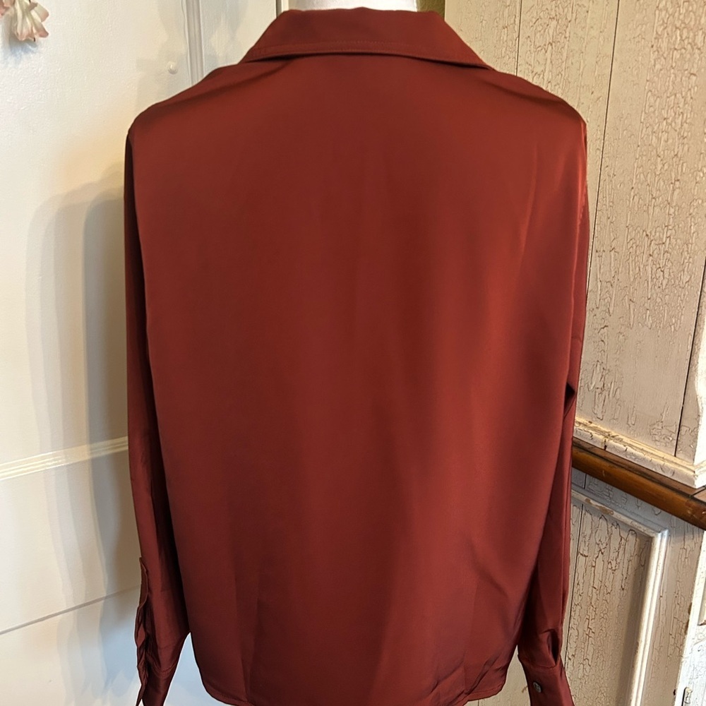 Banana Republic Deep Red Satin Blouse - Picture 4 of 12